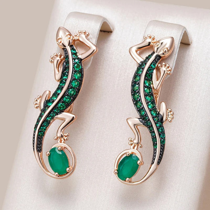 Aztek | Pendants d'oreilles lézard 18K