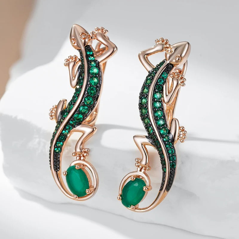 Aztek | Pendants d'oreilles lézard 18K