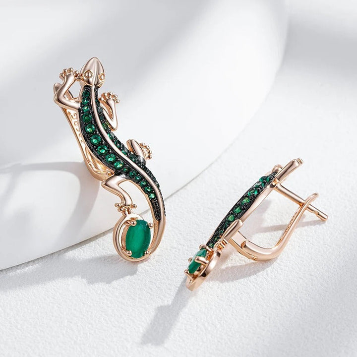 Aztek | Pendants d'oreilles lézard 18K